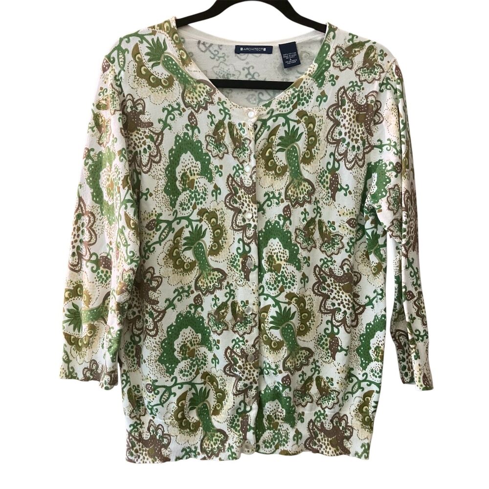 Architect paisley design cropped sleeve grandmacore cardigan sweater